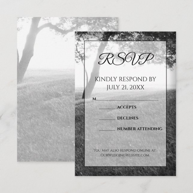 Cartes de réponse de mariage noir et blanc avec om (Devant / Derrière)