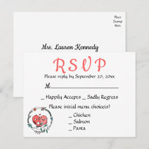 Cartes de réponse de mariage oiseaux d'amour Fleur
