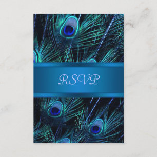 Cartes de réponse de mariage paon bleu royal viole