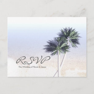 Cartes de réponse de mariage paradis plage palmier