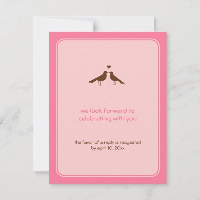 Cartes de réponse de mariage rose pour amoureux co (Devant)