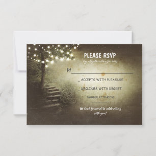cartes de réponse de mariage rustique avec guirlan