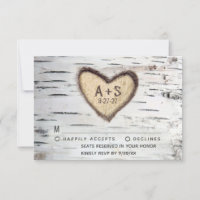 Cartes de réponse de mariage rustique en écorce de