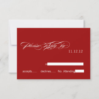 Cartes de réponse de mariage simple moderne rouge 