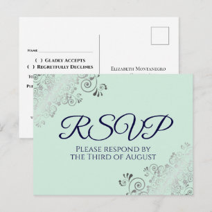Cartes de réponse de mariage vert menthe et bleu m