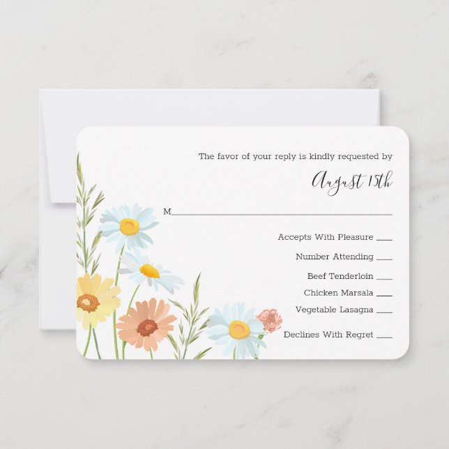 Cartes de réponse du fleur sauvage Mariage RSVP (Dos)