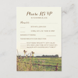 Cartes de réponse du Mariage de clôture rustique