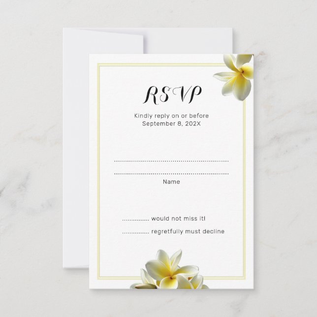Cartes de réponse du Mariage Plumeria Jaune Vertic (Devant)