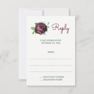 Cartes de réponse du Mariage Rose de l'aquarelle