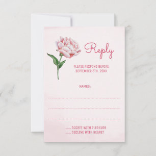 Cartes de réponse du Mariage rose Peony