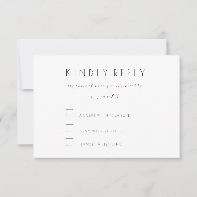 Cartes de réponse du Mariage RSVP simples et moder (Devant)