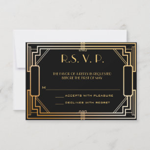 Cartes de réponse Mariage Art Déco RSVP
