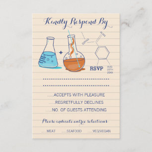 Cartes de réponse Mariage de chimie bleu et orange