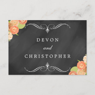 Cartes de réponse Mariage en cascade Floral Chalkb
