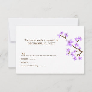 Cartes de réponse Mariage Lavender Cherry Blossoms