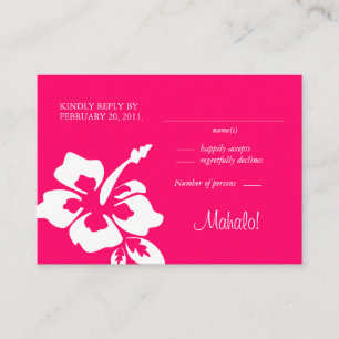 Cartes de réponse Mariage Plage Hibiscus rose