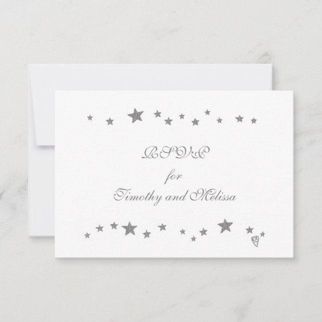 Cartes de réponse Mariage RSVP aux étoiles d'argen (Devant)