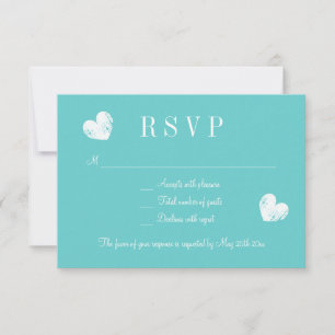 Cartes de réponse mariage RSVP bleu turquoise élég