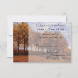 Cartes de réponse pour mariage d'automne. Paysage
