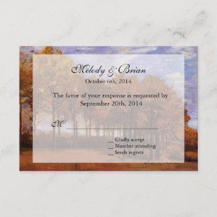 Cartes de réponse pour mariage d'automne. Paysage