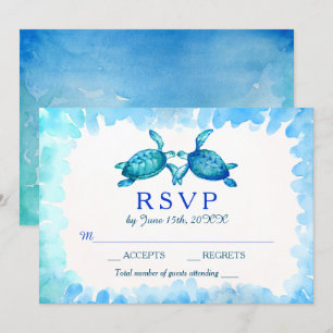Cartes de réponse pour mariage de tortues marines