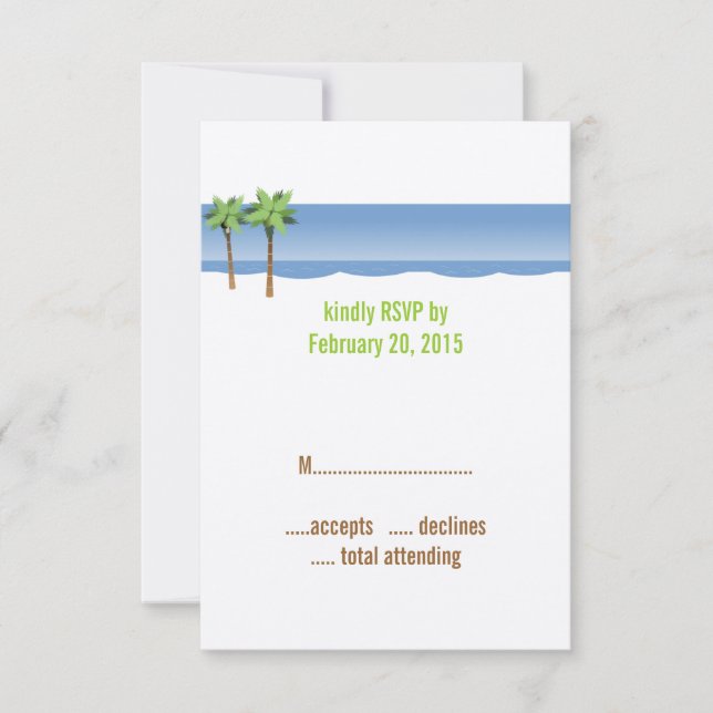 Cartes de réponse pour mariage sur la plage aux pa (Devant)
