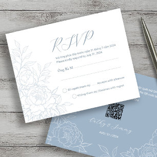 Cartes de réponse poussiéreuses bleues RSVP Pivoin