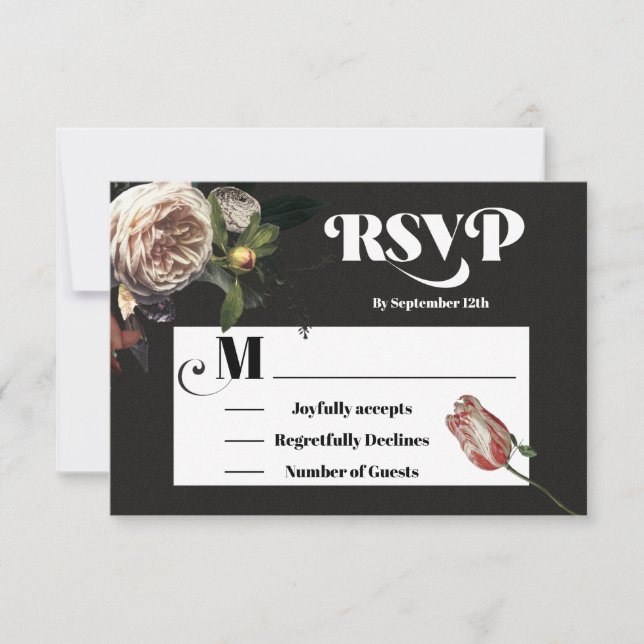 Cartes de réponse Rembrandt Floral Mariage RSVP (Devant)
