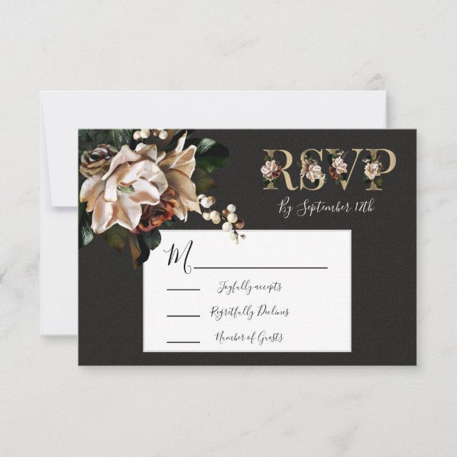 Cartes de réponse Rembrandt Floral Mariage RSVP (Devant)