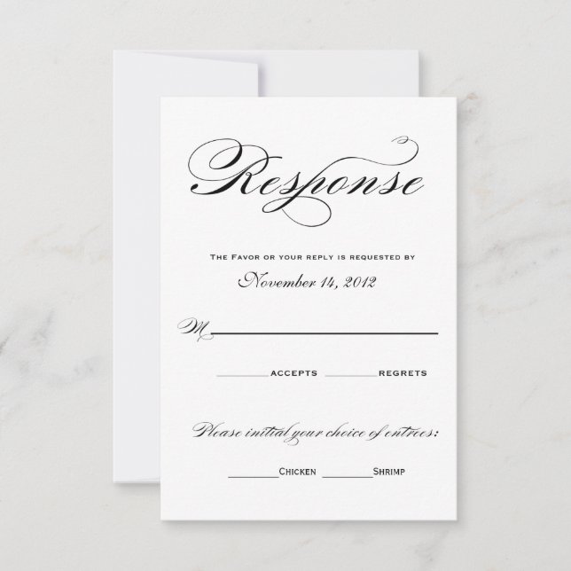 Cartes de réponse romantique - Noir et Blanc (Devant)