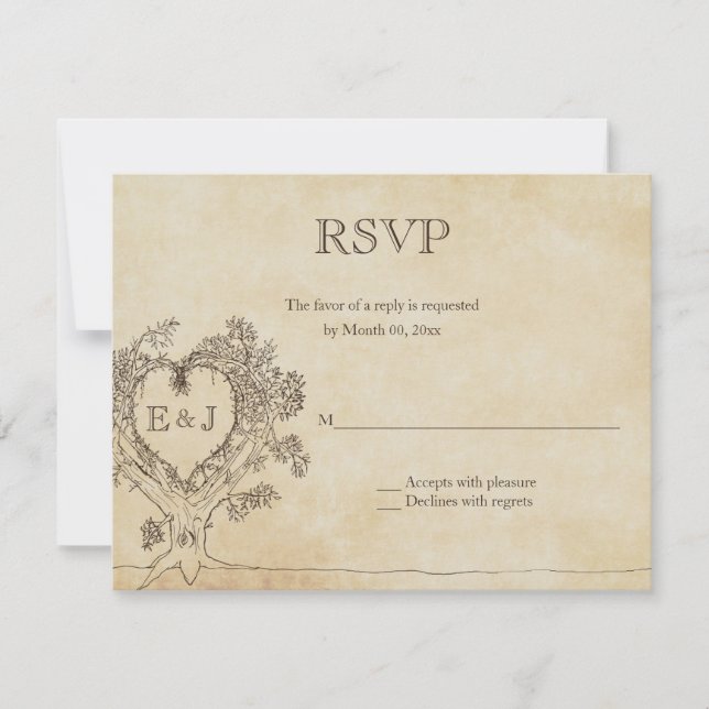 Cartes de réponse RSVP de mariage dans un arbre (Devant)