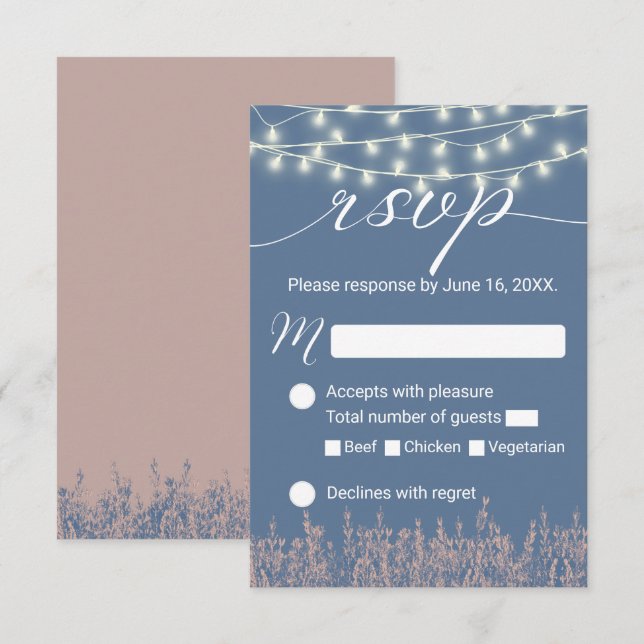 Cartes de réponse RSVP de mariage rustique floral  (Devant / Derrière)