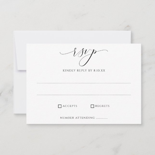 Cartes de réponse RSVP de mariage simple et élégan (Devant)