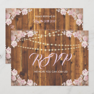Cartes de réponse RSVP en bois avec guirlandes flo