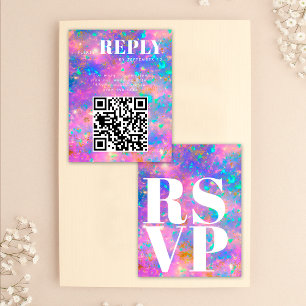 Cartes de réponse RSVP en pierre d'opale dorée pou