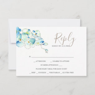 Cartes de réponse RSVP Fleur d'orchidée à l'aquare