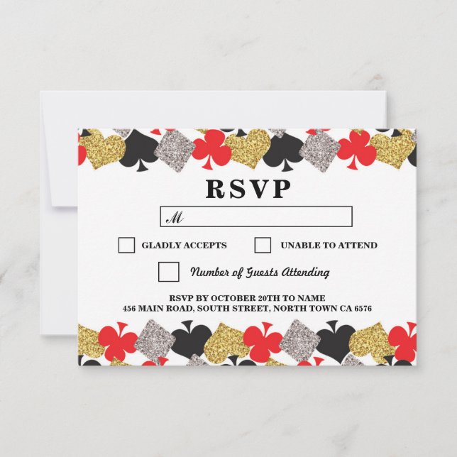 Cartes de réponse RSVP Mariage Casino Las Vegas (Devant)