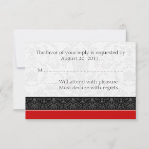 Cartes de réponse RSVP Mariage damassé en noir et 
