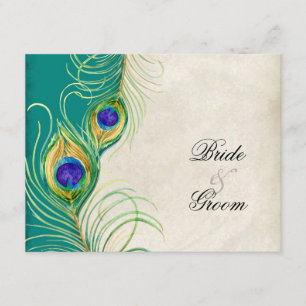 Cartes de réponse RSVP Peacock Feathers