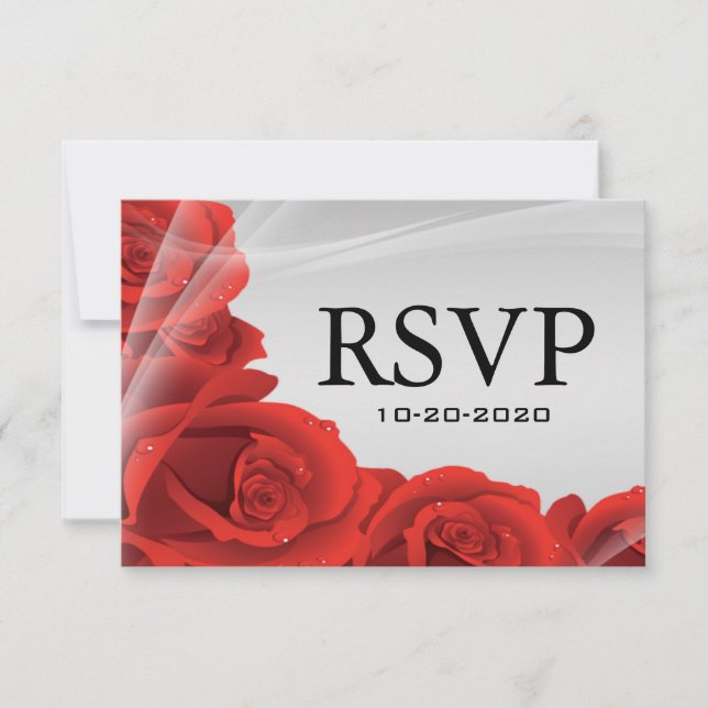 Cartes de réponse RSVP pour mariage argent et rose (Devant)