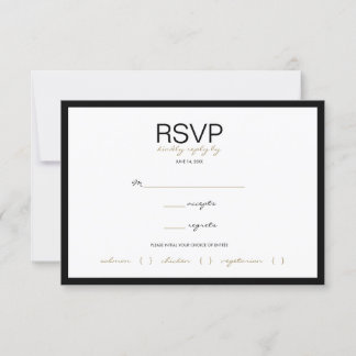 Cartes de réponse RSVP pour mariage en bande noire