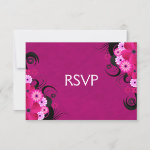 Cartes de réponse RSVP pour mariage floral foncé F