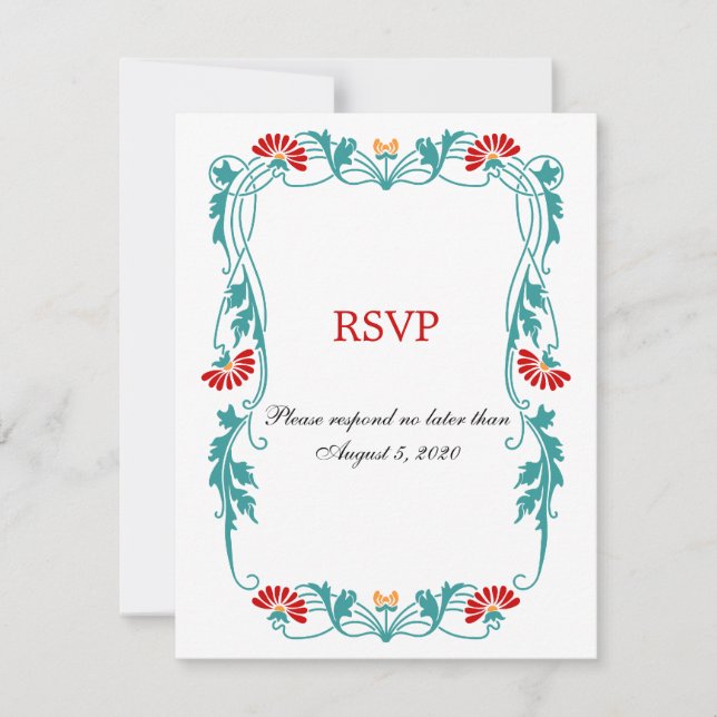 Cartes de réponse RSVP / Réponse avec Florales et  (Devant)
