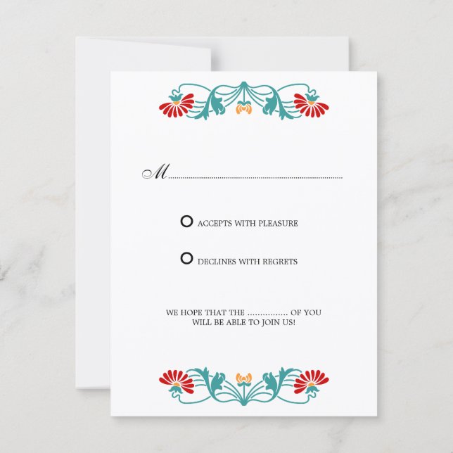 Cartes de réponse RSVP / Réponse avec Florales et  (Dos)