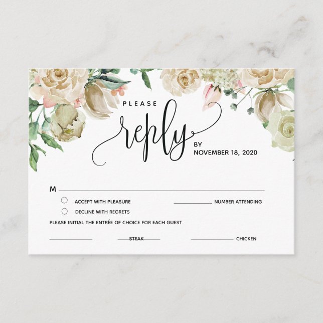 Cartes de réponse RSVP, réponse, Cartes jointes (Devant)