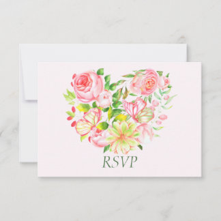 Cartes de réponse RSVP Rose Rose