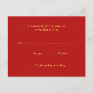 Cartes de réponse RSVP rouge et or