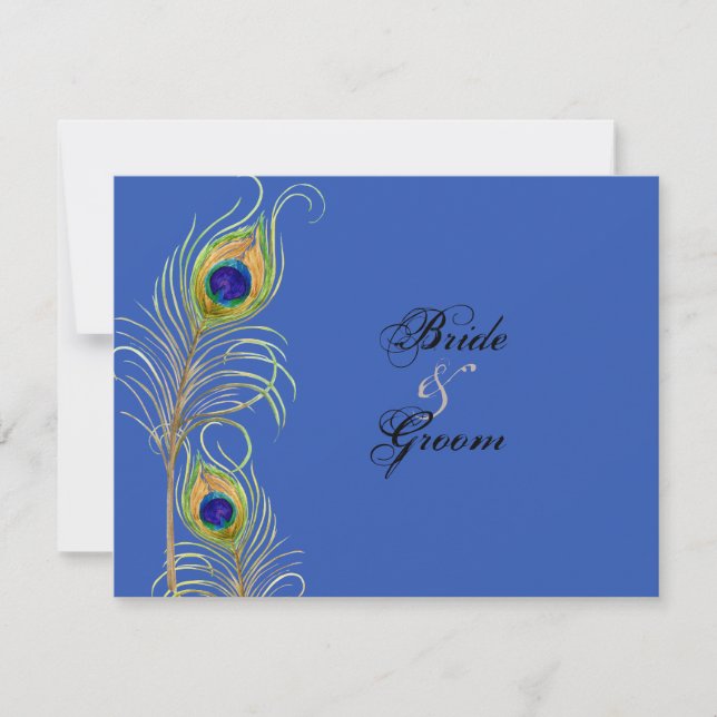 Cartes de réponse RSVP Royal Blue Peacock (Devant)