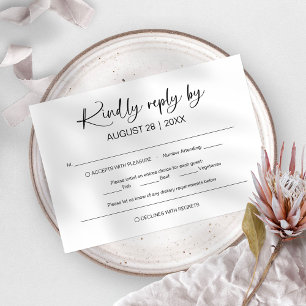 Cartes de réponse simple minimaliste pour mariage