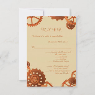Cartes de réponse Steampunk engrenages Mariage 3.5